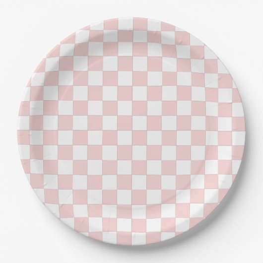 Blush Pink and White Checkered Pappteller (Vorderseite)