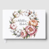 Blush Pink and White Cotton Wedding Gästebuch (Vorderseite)