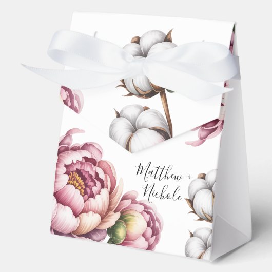 Blush Pink and White Cotton Wedding  Geschenkschachtel (Vorderseite)
