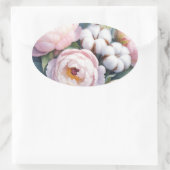 Blush Pink and White Cotton Wedding Ovaler Aufkleber (Tasche)