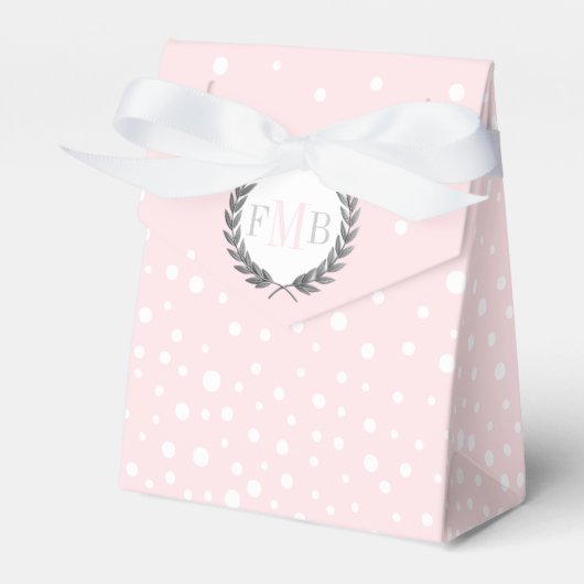 Blush pink and white polka dot pattern wedding fav geschenkschachtel (Vorderseite)