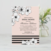 Blush Pink Anemone Bloral Wedding Brautparty Einladung (Stehend Vorderseite)