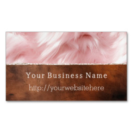 Blush Pink Animal Fur Brown Cowhid Magnetische Visitenkarte