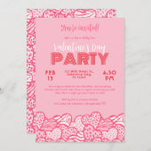Blush Pink Animal Print Hearts Valentines Party Einladung (Vorne/Hinten)
