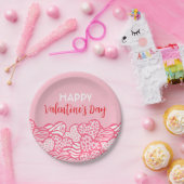 Blush Pink Animal Print Herz Valentinstag Party Pappteller (Party)