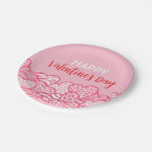 Blush Pink Animal Print Herz Valentinstag Party Pappteller (Schrägansicht)