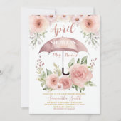 Blush Pink April Duschen bringen Mai Blume Schirm Einladung (Vorderseite)