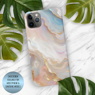 Blush Pink Aqua Blue Gold Weißer Marmor Muster Kun iPhone 15 Pro Max Hülle