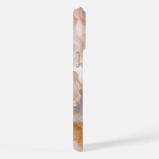 Blush Pink Aqua Blue Gold Weißer Marmor Muster Kun iPhone Hülle (Rechte Seite)