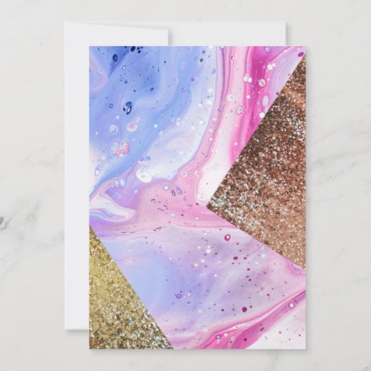 Blush Pink Aqua Blue Liquid Marble Glitzer Hochzei Einladung (Rückseite)