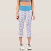 Blush Pink Aqua Blue Wacles Art Pattern Capri Leggings (Vorderseite)