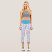 Blush Pink Aqua Blue Wacles Art Pattern Capri Leggings (Vorderseite)