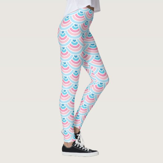 Blush Pink Aqua Blue Wacles Art Pattern Leggings (Rechts)