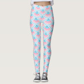 Blush Pink Aqua Blue Wacles Art Pattern Leggings (Vorderseite)
