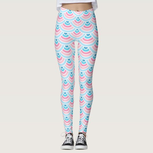 Blush Pink Aqua Blue Wacles Art Pattern Leggings (Vorderseite)