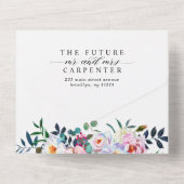 Blush Pink Aquamarin Greenery Foto Hochzeit All In One Einladung (Rückseite)