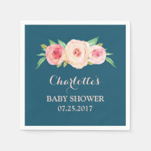 Blush Pink Aquarell Bläsernavy Blue Baby Dusche