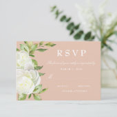 Blush Pink Aquarell Bläserpeony Wedding RSVP Karte (Stehend Vorderseite)