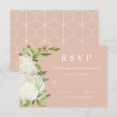 Blush Pink Aquarell Bläserpeony Wedding RSVP Karte (Vorne/Hinten)