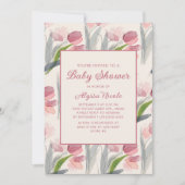 Blush Pink Aquarell Blume Tulips Kinderdusche Einladung (Vorderseite)