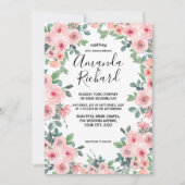 Blush Pink Aquarell Blumen Schöne Hochzeit Einladung (Vorderseite)