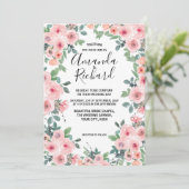 Blush Pink Aquarell Blumen Schöne Hochzeit Einladung (Stehend Vorderseite)