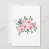Blush Pink Aquarell Blumen Schöne Hochzeit Einladung (Rückseite)