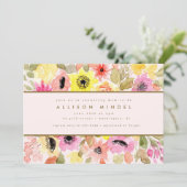 Blush Pink Aquarell Blumengarten Kinderdusche Einladung (Stehend Vorderseite)