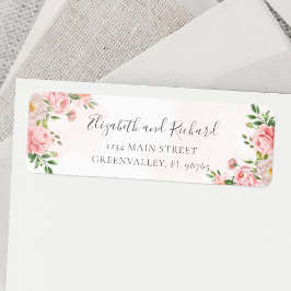 Blush Pink Aquarell Blumengrün Anschrift