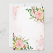 Blush Pink Aquarell Blumengrün Gold Quinceanera Einladung (Rückseite)