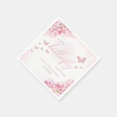 Blush Pink Aquarell Blumenschmetterling Babydusche Serviette (Ecke)