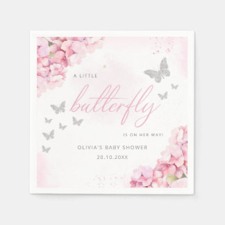 Blush Pink Aquarell Blumenschmetterling Babydusche Serviette