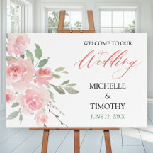 Blush Pink Aquarell Blumenzwiebeln Begrüßungszeich