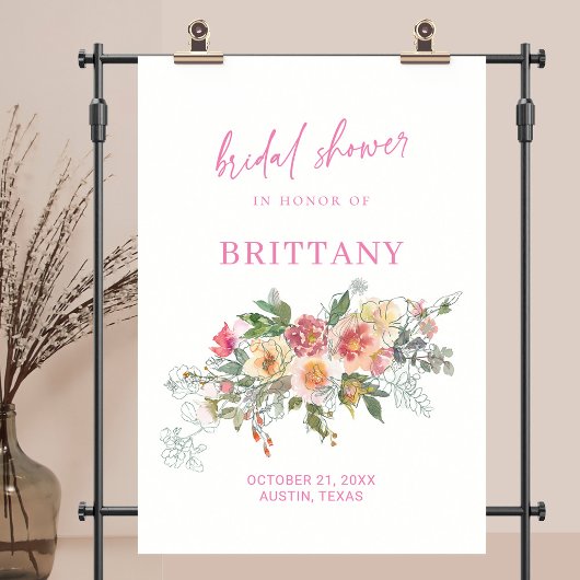 Blush Pink Aquarell Brautparty Willkommen Poster