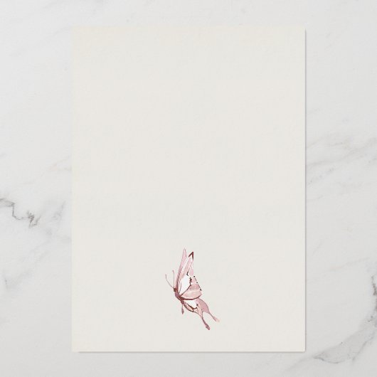 Blush Pink Aquarell Butterfly Brautparty Folieneinladung (Rückseite)