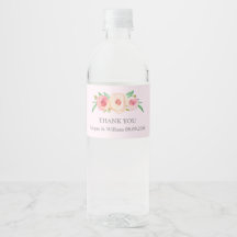 Blush Pink Aquarell Flasche Wasser Flasche Etikett
