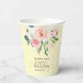 Blush Pink Aquarell Floral 80. Geburtstag Pappbecher (Rückseite)
