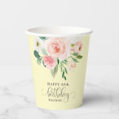 Blush Pink Aquarell Floral 80. Geburtstag Pappbecher (Vorderseite)