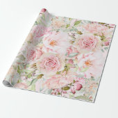 Blush Pink Aquarell Rose Blume Bloral Geschenkpapier (Ungerollt)