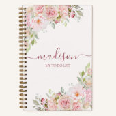Blush Pink Aquarell Rose Blume Blumentodo Liste Notizblock (Vorderseite)