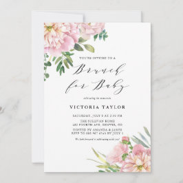 Blush Pink Aquarell Rose Blumenbrunch für Baby Einladung