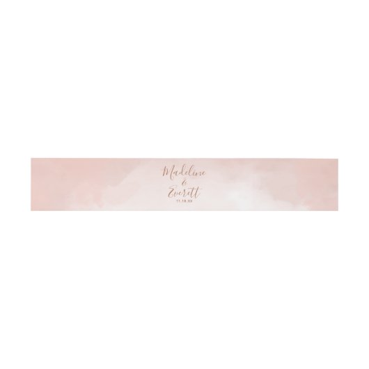 Blush Pink Aquarell & Rose Gold Wedding Monogram Einladungsbanderole (Flach)