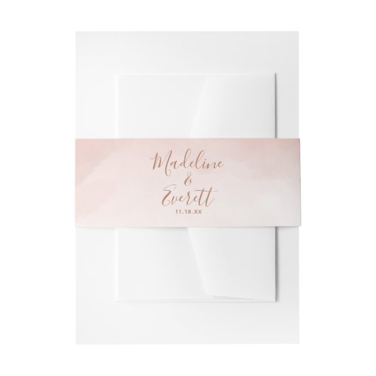 Blush Pink Aquarell & Rose Gold Wedding Monogram Einladungsbanderole (Vorderseite Beispiel)