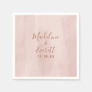 Blush Pink Aquarell & Rose Gold Wedding Monogram Serviette