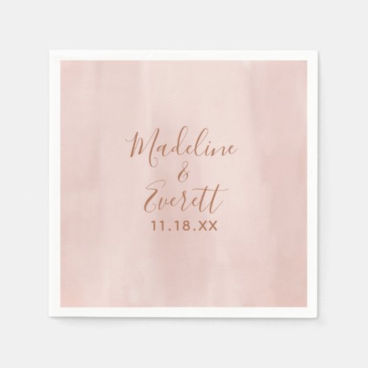 Blush Pink Aquarell & Rose Gold Wedding Monogram Serviette (Vorderseite)