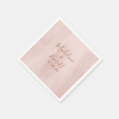 Blush Pink Aquarell & Rose Gold Wedding Monogram Serviette (Ecke)