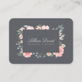 Blush Pink Aquarell Rose und Grünpflanzen Visitenkarte (Vorderseite)