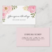 Blush Pink Aquarellbäume und Rose Skript Visitenkarte (Vorne/Hinten)