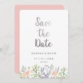 Blush Pink Aquarellblume Hochzeit Sichern Sie das Save The Date (Vorne/Hinten)