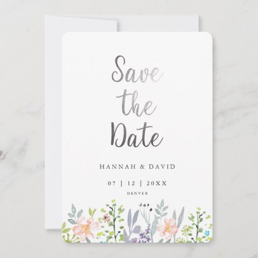 Blush Pink Aquarellblume Hochzeit Sichern Sie das Save The Date (Vorderseite)